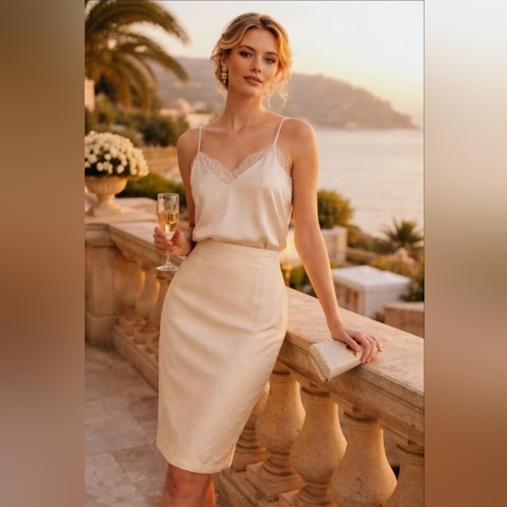 EMANUEL UNGARO Cream Silk Skirt
